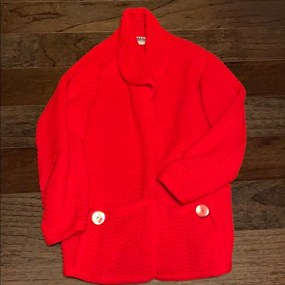 Vintage Amana Wool red cardigan - size M - EUC